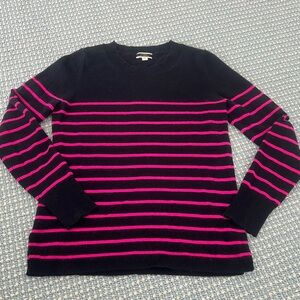 J crew xs navy and hot pink cashmere crew neck EUC